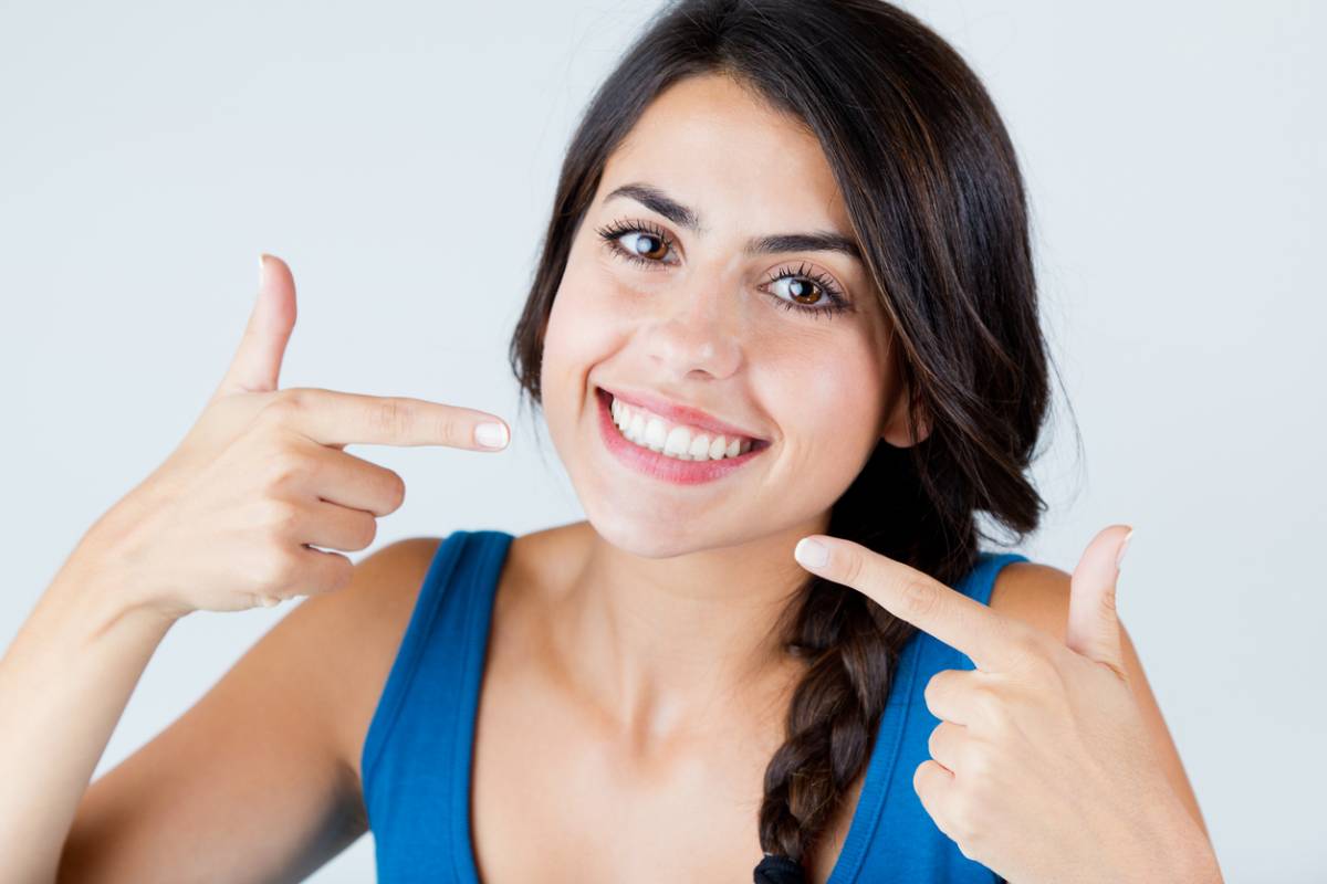 Woman smiling with teeth whitening