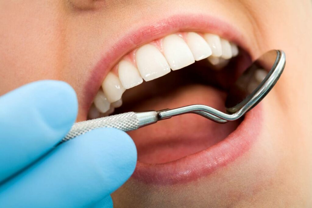 Up close of patient going to get tooth filling